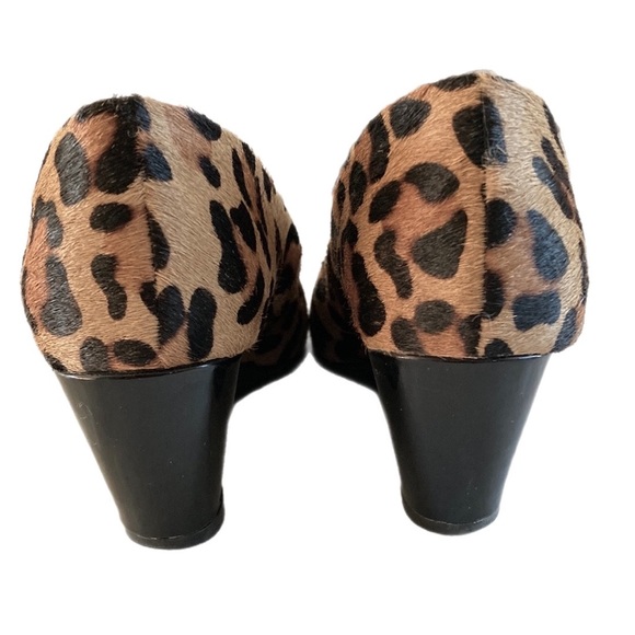 EASY STEPS leopard print cow hide wedge Heels slip-on pumps - Picture 4 of 12